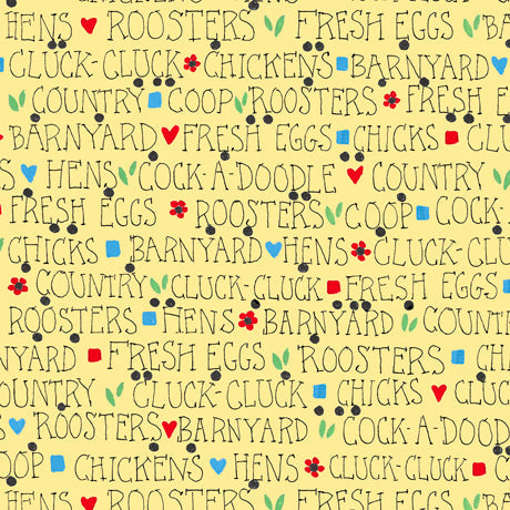 Count Your Chickens - Barnyard Lingo Fabric - Trapunto