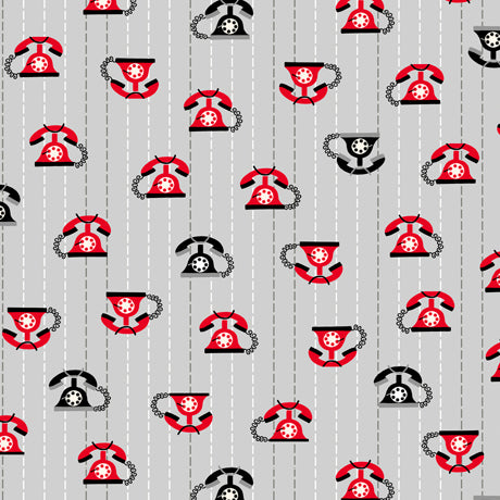 Retro Minis - Phones POS Fabric - Trapunto edmonton local fabric store shop