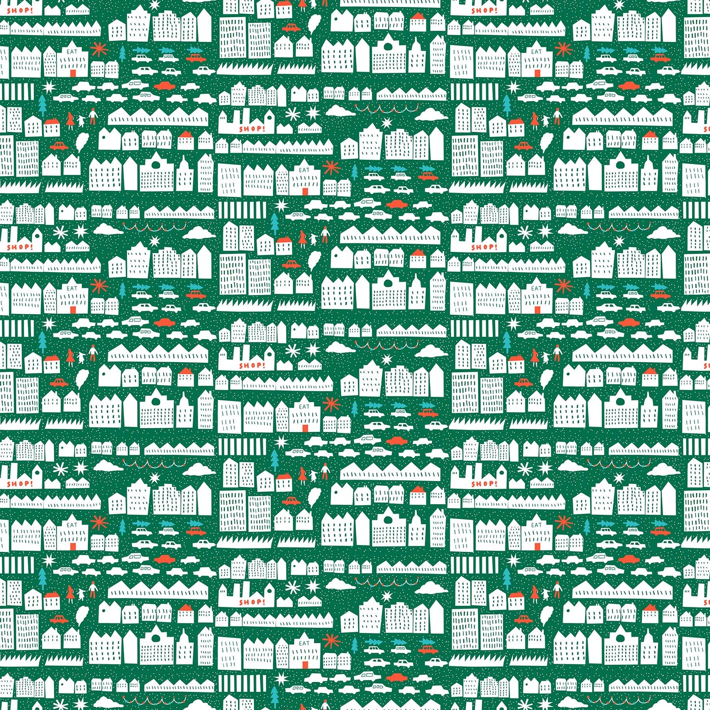 Wintertide - Snowy Town POS Fabric - Trapunto