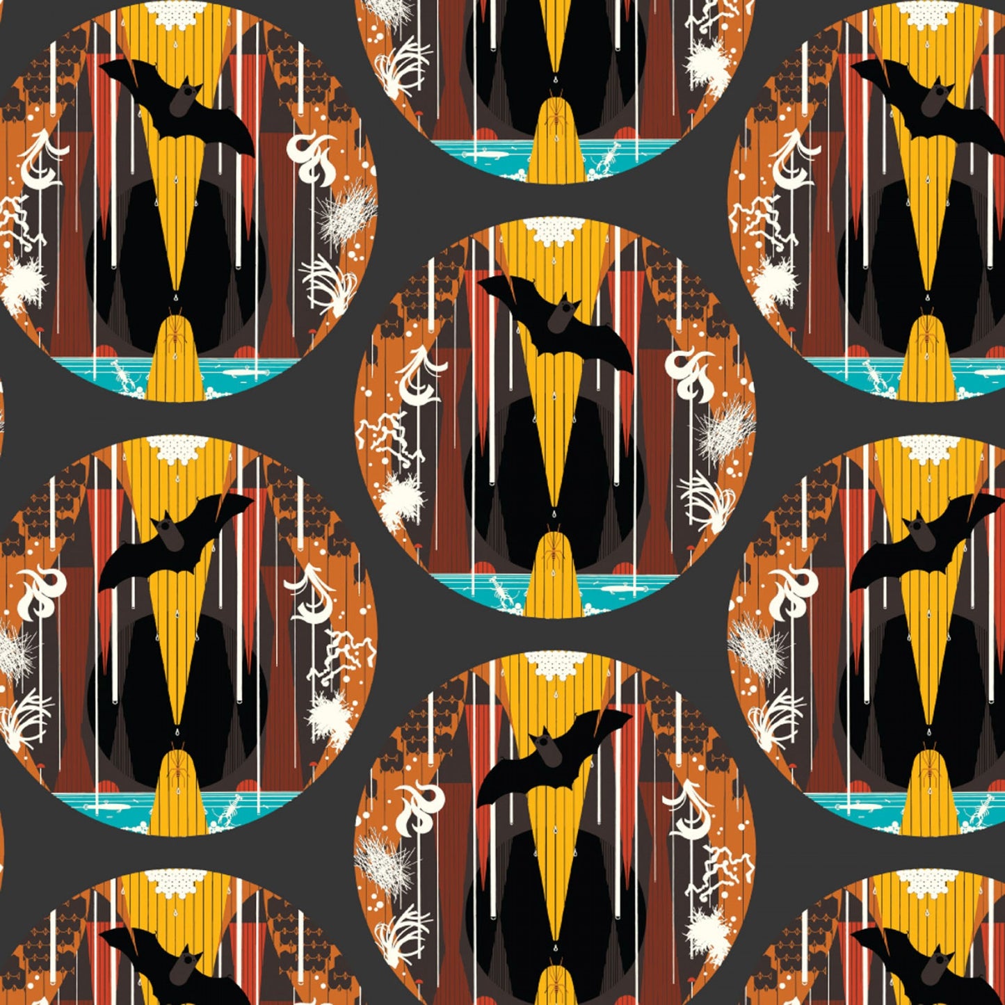 Charley Harper Halloween Fabric - Trapunto