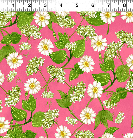 Zinnias in Bloom - Narrowleaf POS Fabric - Trapunto edmonton local fabric store shop