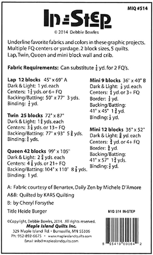 In-Step Quilt Pattern Quilt Pattern - Trapunto