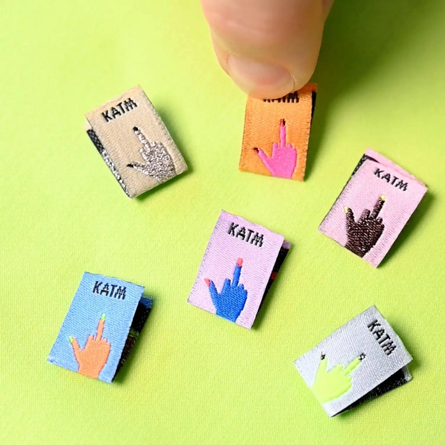 Sew In Labels | Middle Finger Mini Hands