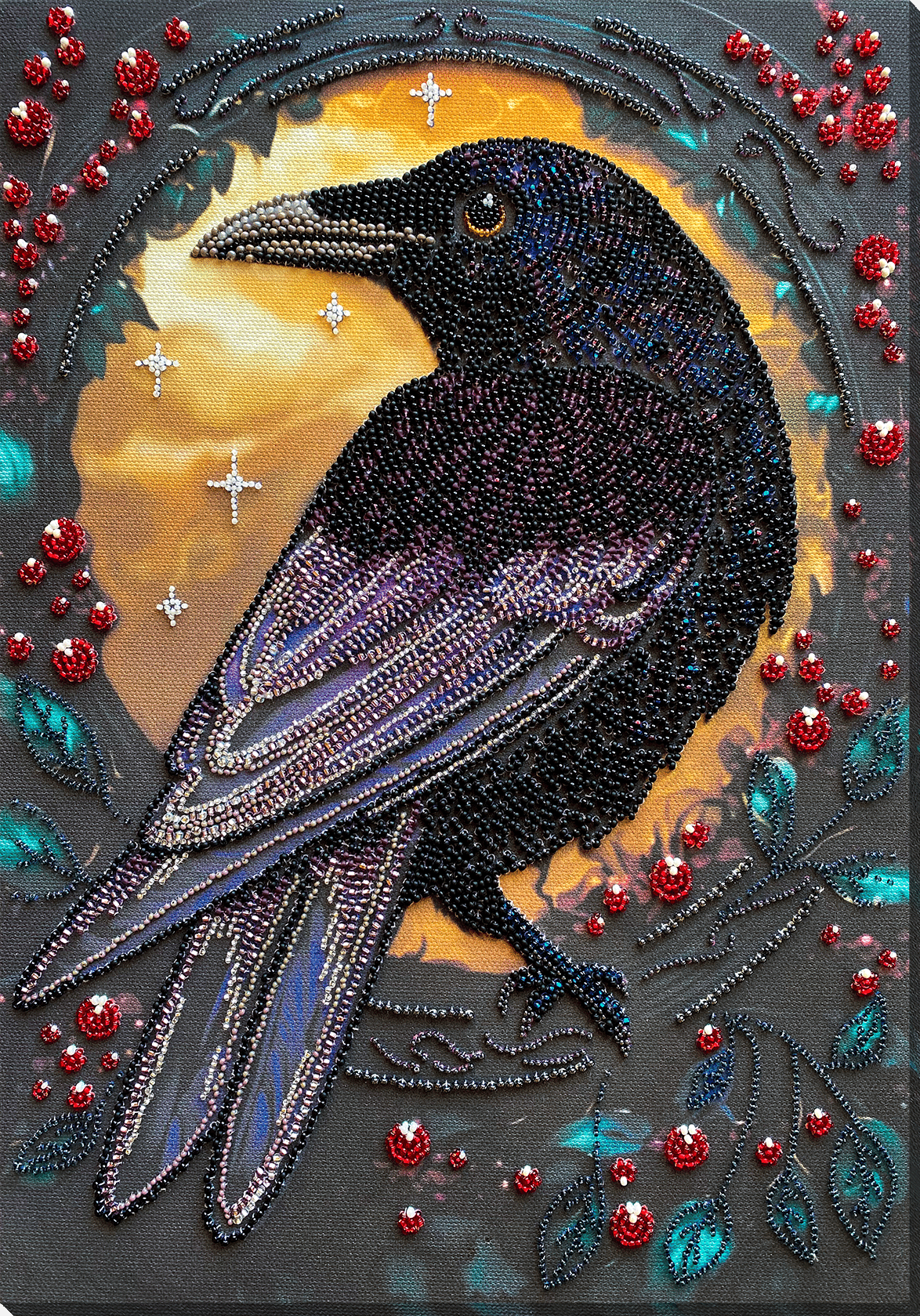 Black Raven Beaded Embroidery Kit